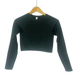 OFFLINE by Aerie Waffle Knit Cropped Long Sleeve Top Green size M